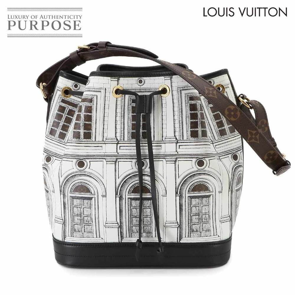 Louis Vuitton Noe Shoulder Bag Monogram Leather White Black Fornasetti